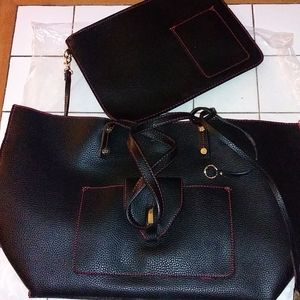 Tutilo-Black and Red Large Tote